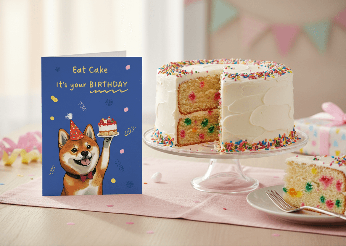 Shiba Creations birthday cake card